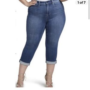 NWT Curves 360 By NYDJ Slim Straight Crop Jean In Carrillo Blue, Plus 26